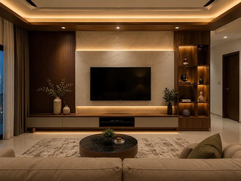 tv showcase interior designers in chennai