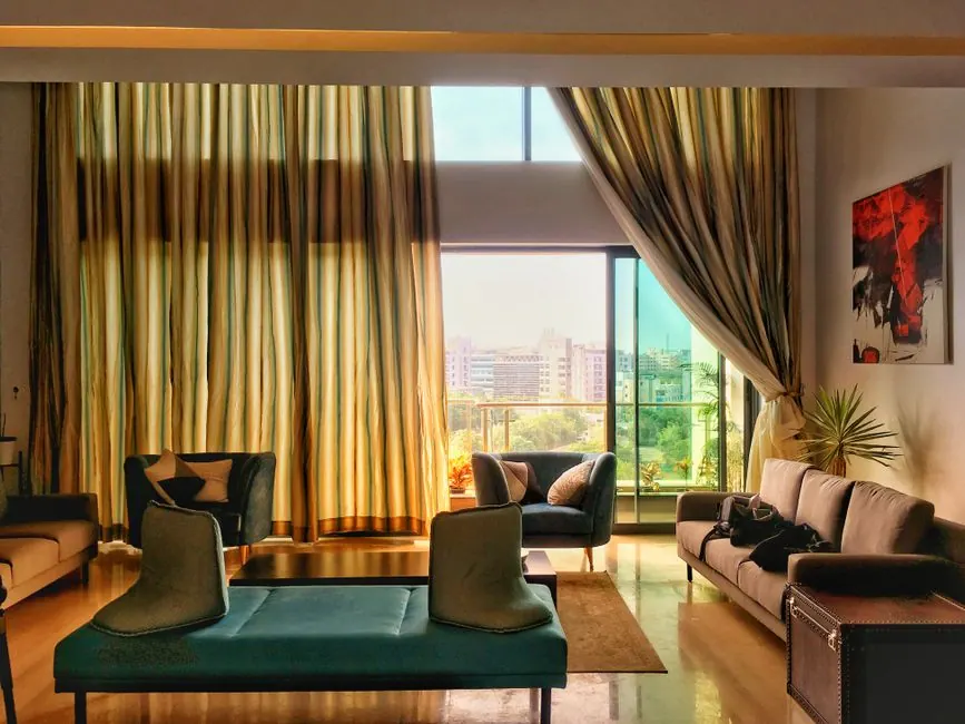 Modern Indian style living room with accent wall